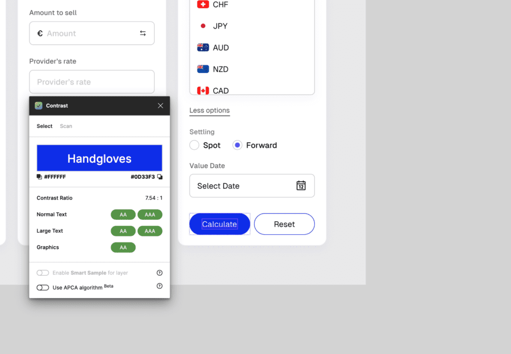 Screenshot of UX design accessibility software